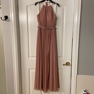 Prom/Wedding/Bridesmaid Halter Backless Floor Length Blush Pink Dress